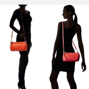 NWT COACH Charley Horse and Carriage Crossbody Bag- CORAL Red Pink Gold Hard War